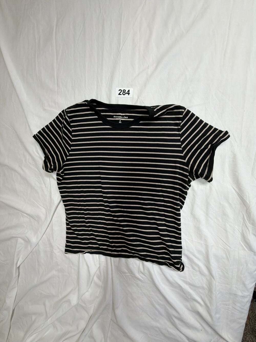 Abercrombie & Fitch Skimming Tee Black Beige Striped Size S